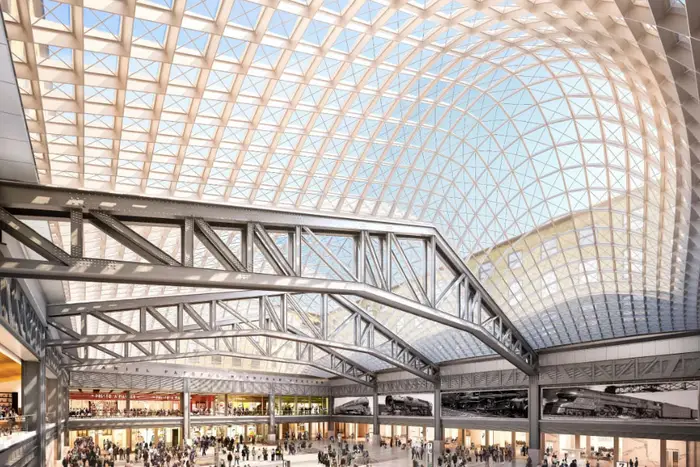 A new rendering of the Moynihan Train Hall<br>
